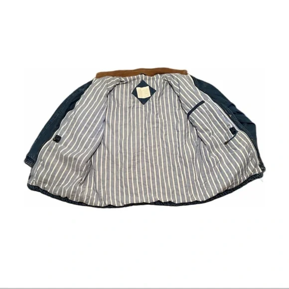 Vintage Genuine Leather Trimmed Denim Coat by SERGIO - Picture 3 of 4